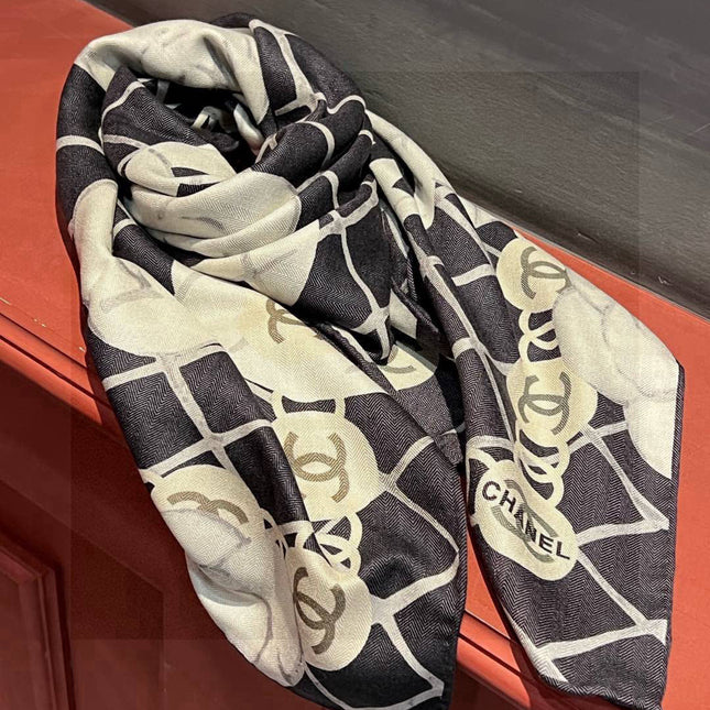 CHANEL 25S SCARF 110 IN CASHMERE SILK 730603