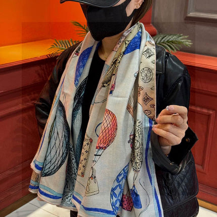 LV SCARF 140 CM IN WOOL MIX SILK 735798