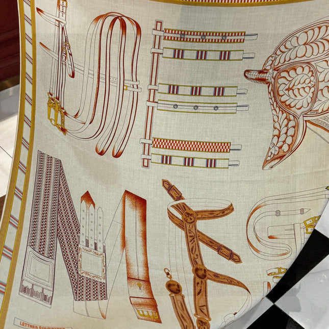 HERMES 25S SCARF 140 IN SILK AND CASHMERE 735808