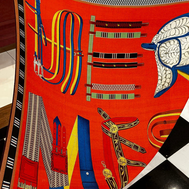 HERMES 25S SCARF 140 IN SILK AND CASHMERE 735809