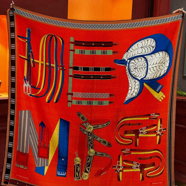 HERMES 25S SCARF 140 IN SILK AND CASHMERE 735809