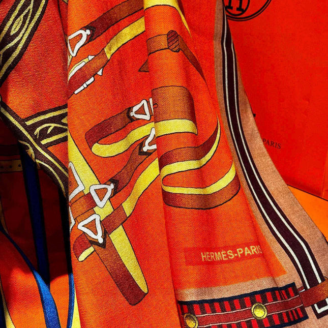 HERMES 25S SCARF 140 IN SILK AND CASHMERE 735809