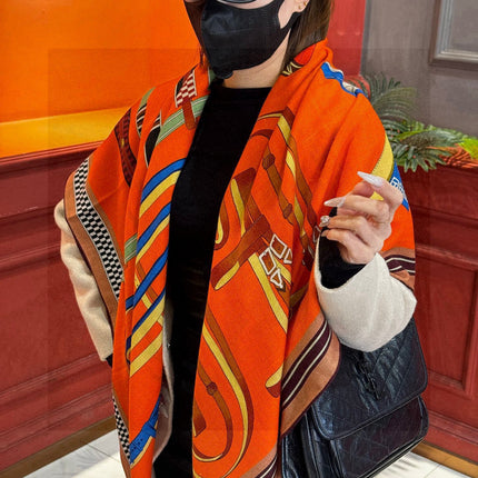 HERMES 25S SCARF 140 IN SILK AND CASHMERE 735809