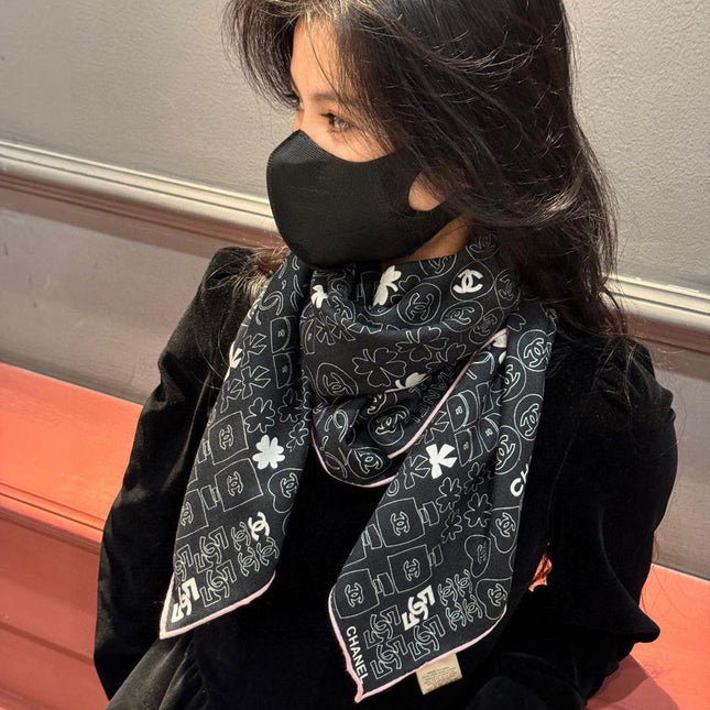 CHANEL 25S SCARF 110 IN CASHMERE SILK 738477