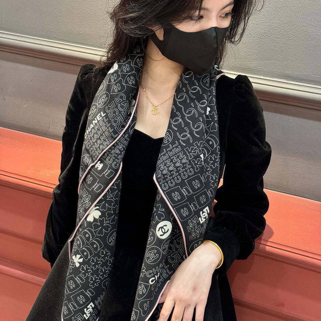 CHANEL 25S SCARF 110 IN CASHMERE SILK 738477