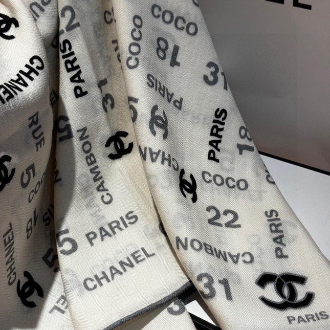 CHANEL 25S SCARF 180 IN CASHMERE SILK 738479