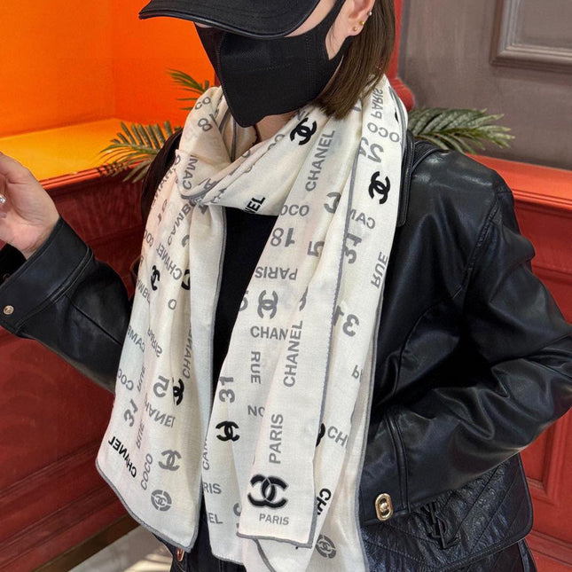 CHANEL 25S SCARF 180 IN CASHMERE SILK 738479