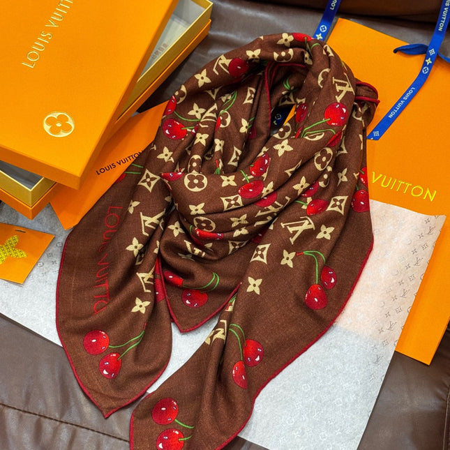 LV SCARF 140 CM IN WOOL MIX SILK 737265