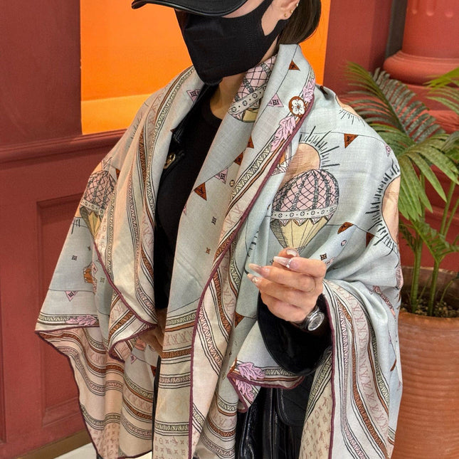 LV SCARF 140 CM IN SILK-CASHMERE BLEND 737276
