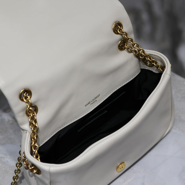 YSL 25S JAMIE MINI 20 IN BLANC VINTAGE LAMBSKIN GOLD HARDWRE