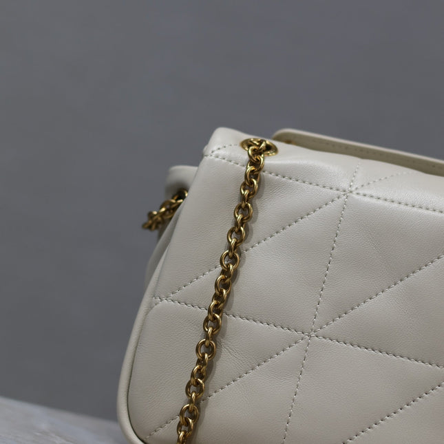 YSL 25S JAMIE MINI 20 IN BLANC VINTAGE LAMBSKIN GOLD HARDWRE