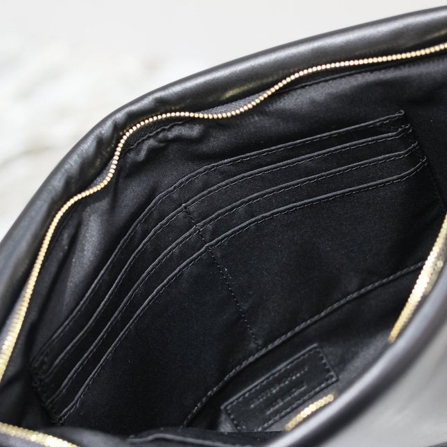 CALYPSO LARGE POUCH 30 IN BLACK SMOOTH LAMBSKIN
