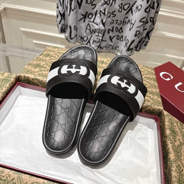 SANDALS 25S IN BLACK AND WHITE MIX RED LAMBSKIN EMBOSSED LOGO STYLE 3