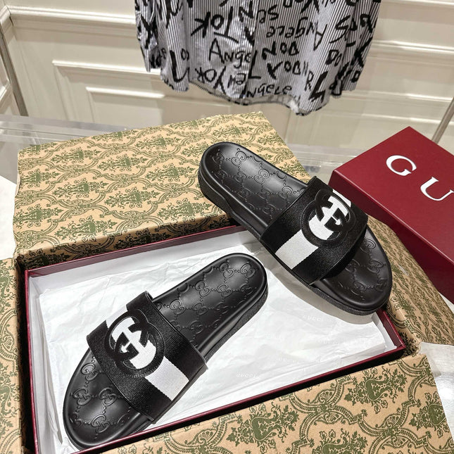 SANDALS 25S IN BLACK AND WHITE MIX RED LAMBSKIN EMBOSSED LOGO STYLE 3