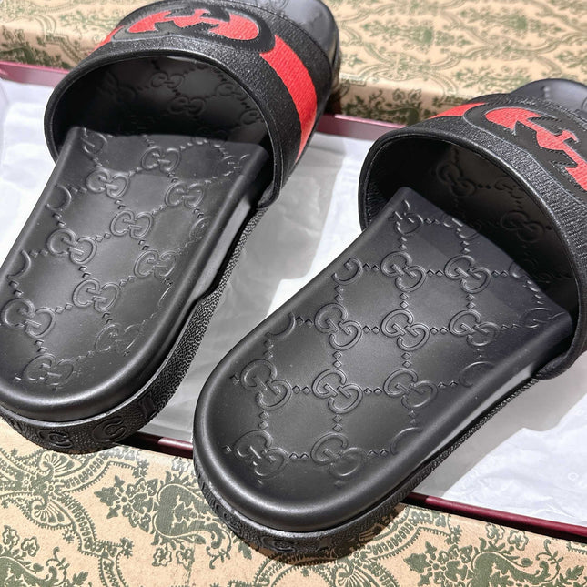 SANDALS 25S IN BLACK MIX RED LAMBSKIN EMBOSSED LOGO STYLE 2