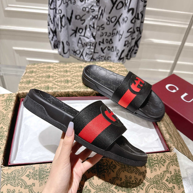 SANDALS 25S IN BLACK MIX RED LAMBSKIN EMBOSSED LOGO STYLE 2