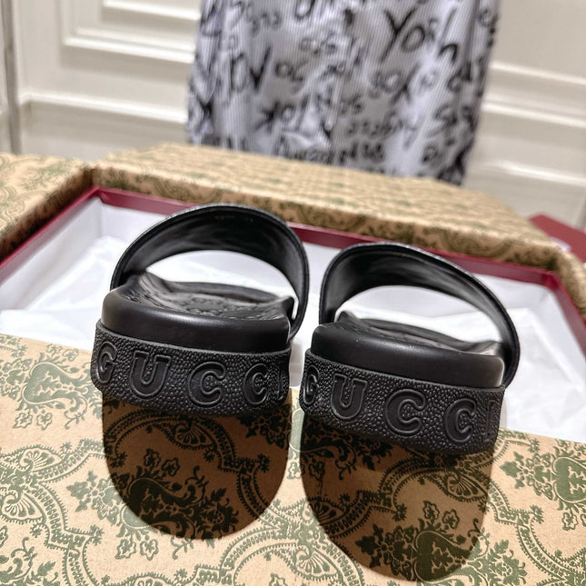 SANDALS 25S IN BLACK LAMBSKIN EMBOSSED LOGO STYLE 1