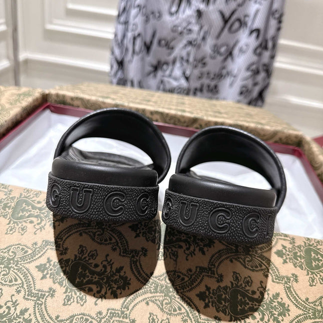 SANDALS 25S IN BLACK LAMBSKIN EMBOSSED LOGO