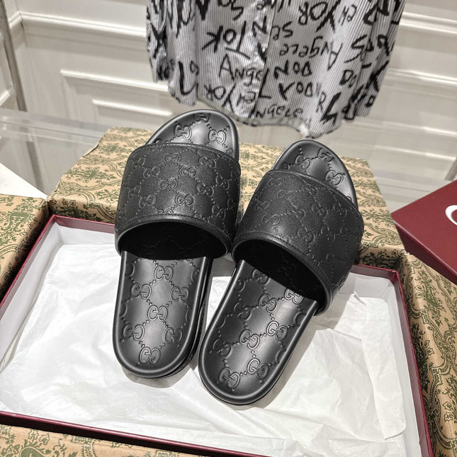 SANDALS 25S IN BLACK LAMBSKIN EMBOSSED LOGO