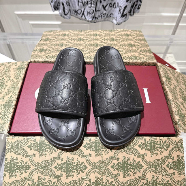 SANDALS 25S IN BLACK LAMBSKIN EMBOSSED LOGO