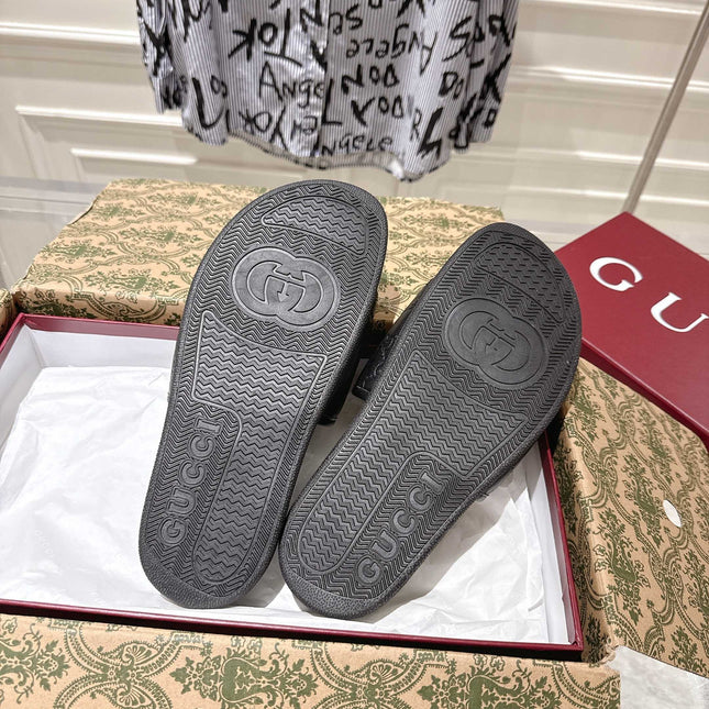 SANDALS 25S IN BLACK LAMBSKIN EMBOSSED LOGO