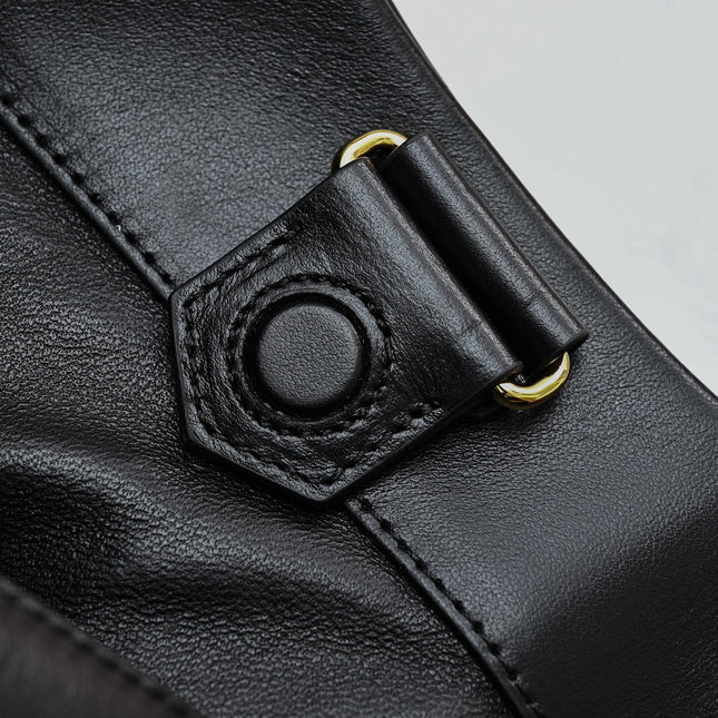 DUMPLING BAG 30 IN BLACK CALFSKIN