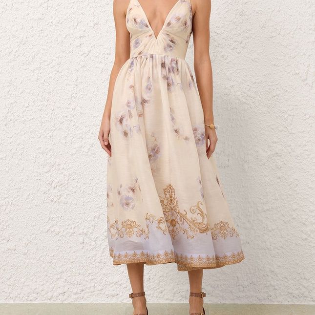 HERMES 25S V-NECK MIDI DRESS 110735