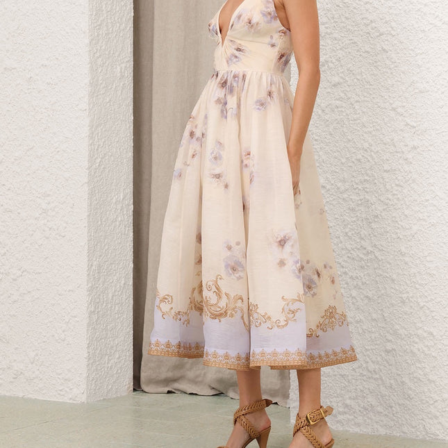 HERMES 25S V-NECK MIDI DRESS 110735