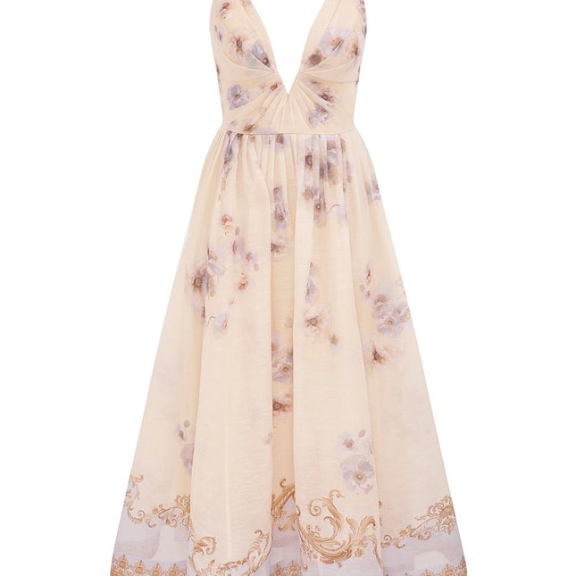 HERMES 25S V-NECK MIDI DRESS 110735