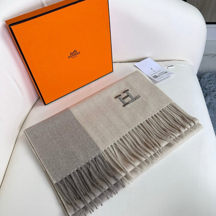 SCARF 190 CM IN ECRU TAN CASHMERE 364769