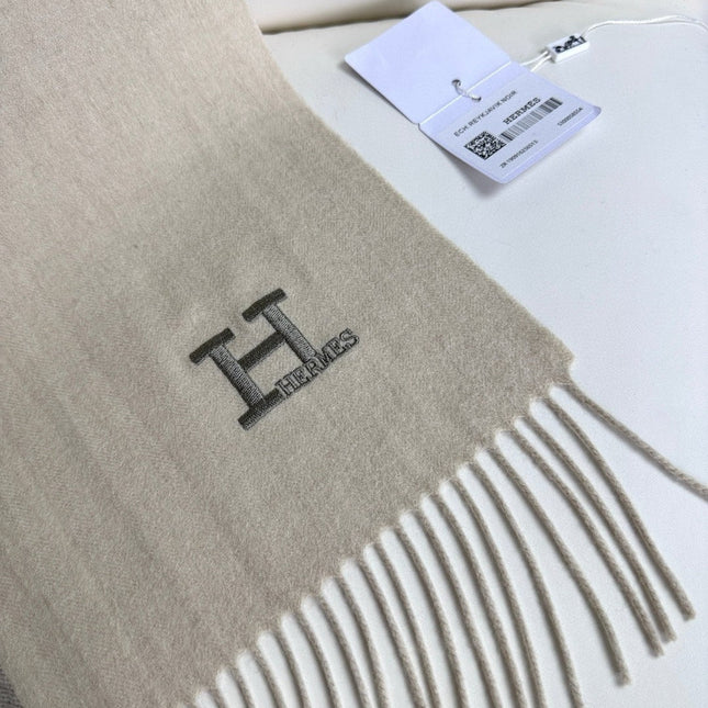 SCARF 190 CM IN WHITE MIX GRAY CASHMERE