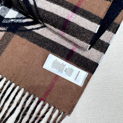 SCARF 180 CM IN BLACK AND RUSSET BROWN CASHMERE 407241