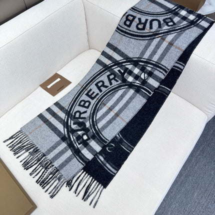 SCARF 180 CM IN BLACK AND LIGHT GRAY CASHMERE  407242