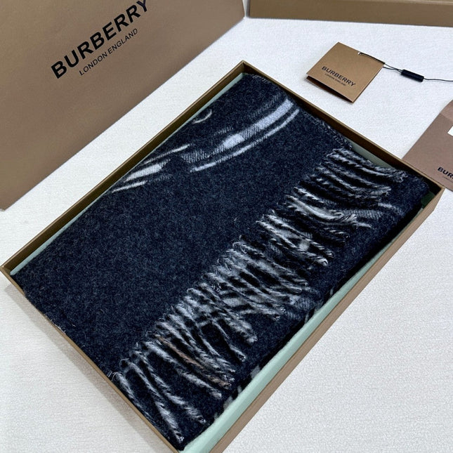 SCARF 180 CM IN BLACK AND LIGHT GRAY CASHMERE  407242