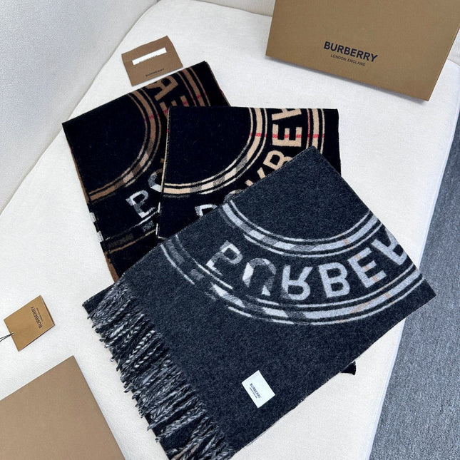 SCARF 180 CM IN BLACK AND LIGHT GRAY CASHMERE  407242
