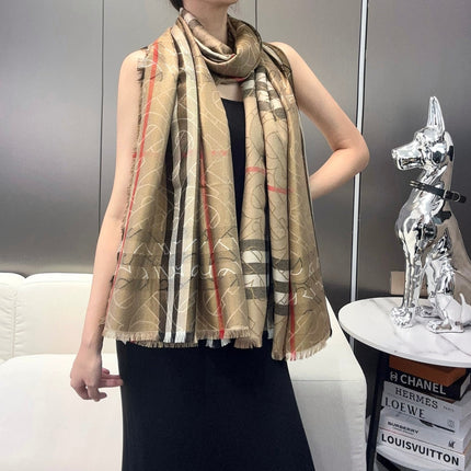SCARF 220 CM IN MEDIUM BROWN VISCOSE AND MULBERRY SILK 408541