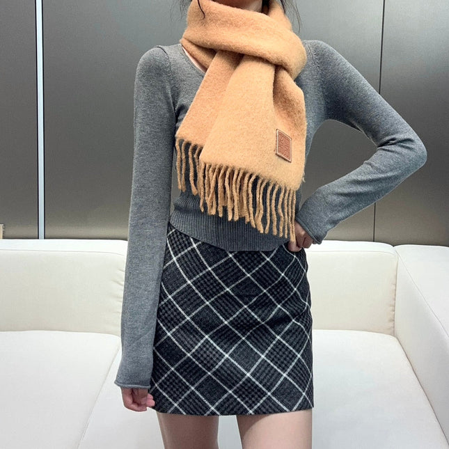 SCARF 185 CM IN CAMEL BEIGE MOHAIR AND WOOL 413754