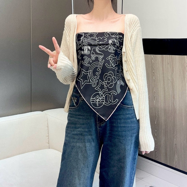 CHANEL 25S SCARF 90 IN TWILL SILK 740295
