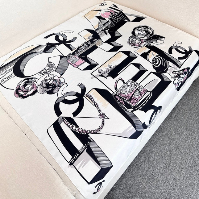 CHANEL 25S SCARF 90 IN SILK 718599