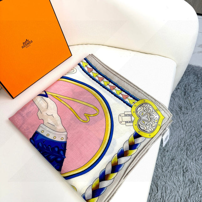HERMES 25S SCARF 135 IN CASHMERE SILK 730648