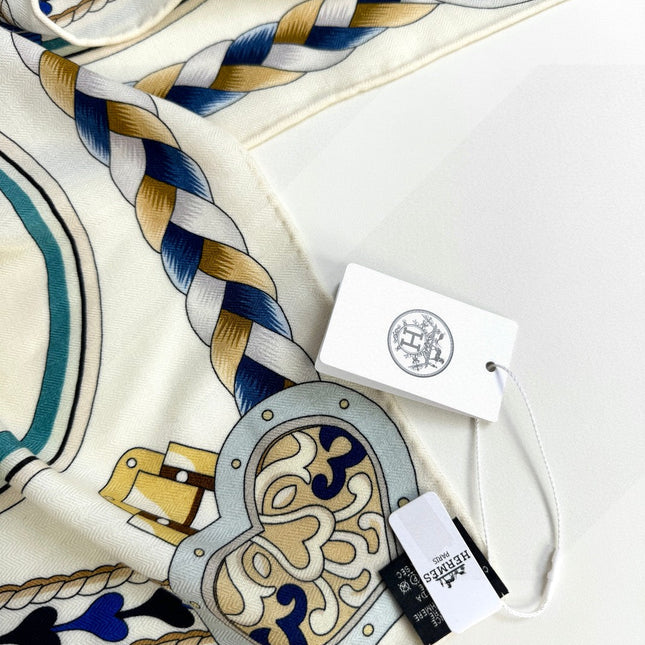 HERMES 25S SCARF 135 IN CASHMERE SILK 730649
