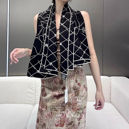 CHANEL 25S SCARF 140 IN CASHMERE SILK 727348