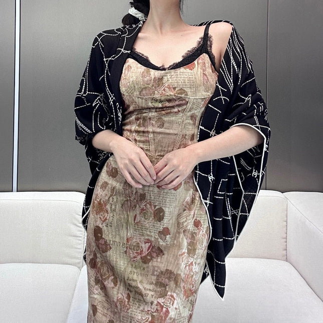 CHANEL 25S SCARF 140 IN CASHMERE SILK 727348