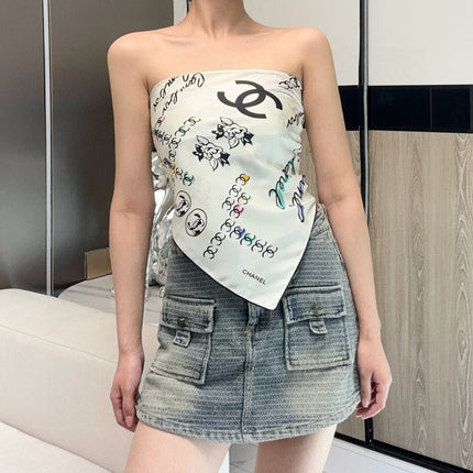 CHANEL 25S SCARF 90 IN SILK 735830