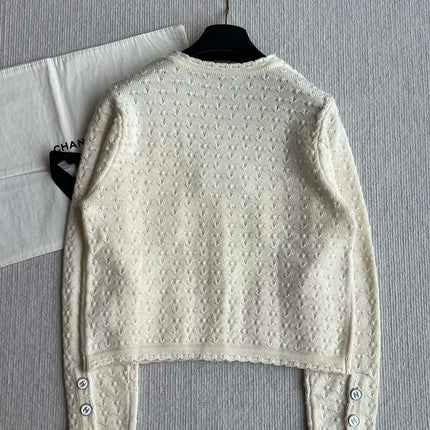 Chanel 25P Cardigan Beige Cashmere 220196