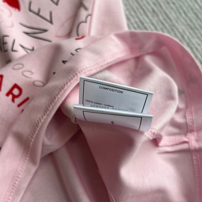 CHANEL PINK LOGO PRINT T-SHIRT