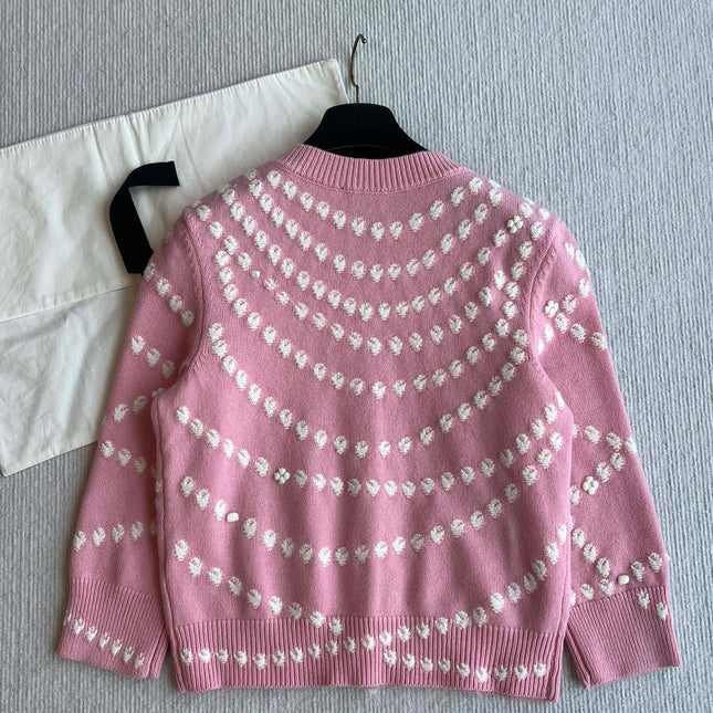 Chanel 25P Cardigan Pink Mix White Cashmere 229516