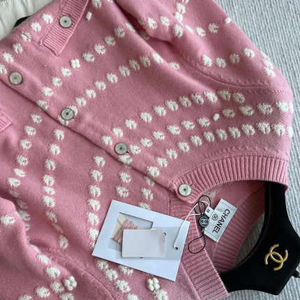 Chanel 25P Cardigan Pink Mix White Cashmere 229516