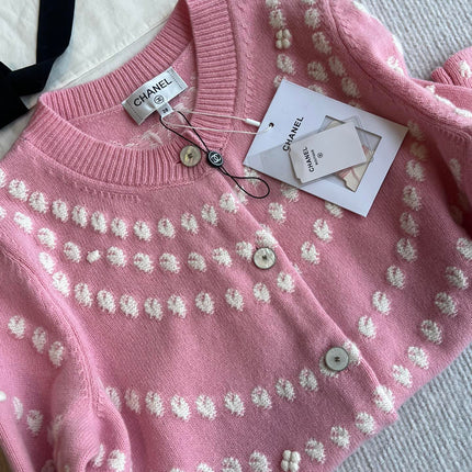 Chanel 25P Cardigan Pink Mix White Cashmere 229516