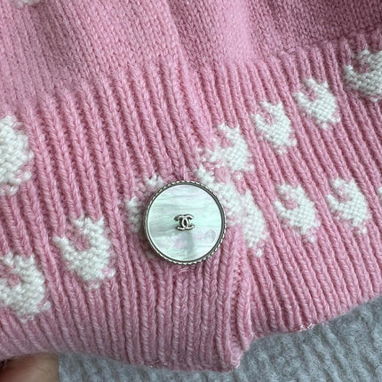 Chanel 25P Cardigan Pink Mix White Cashmere 229516
